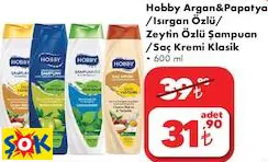 HOBBY ARGAN&PAPATYA /ISIRGAN ÖZLÜ/ ZEYTİN ÖZLÜ ŞAMPUAN /SAÇ KREMİ KLASİK • 600 ML